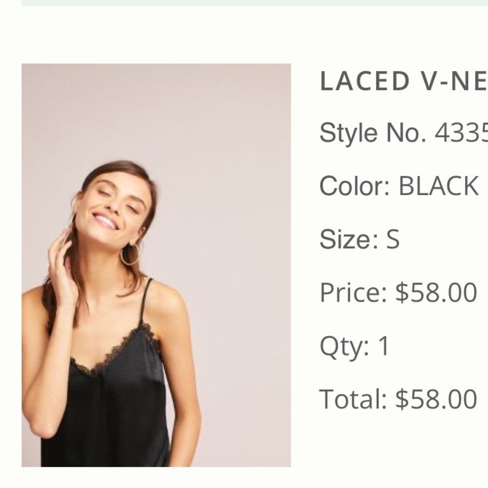 Anthropologie Laced V Neck Cami